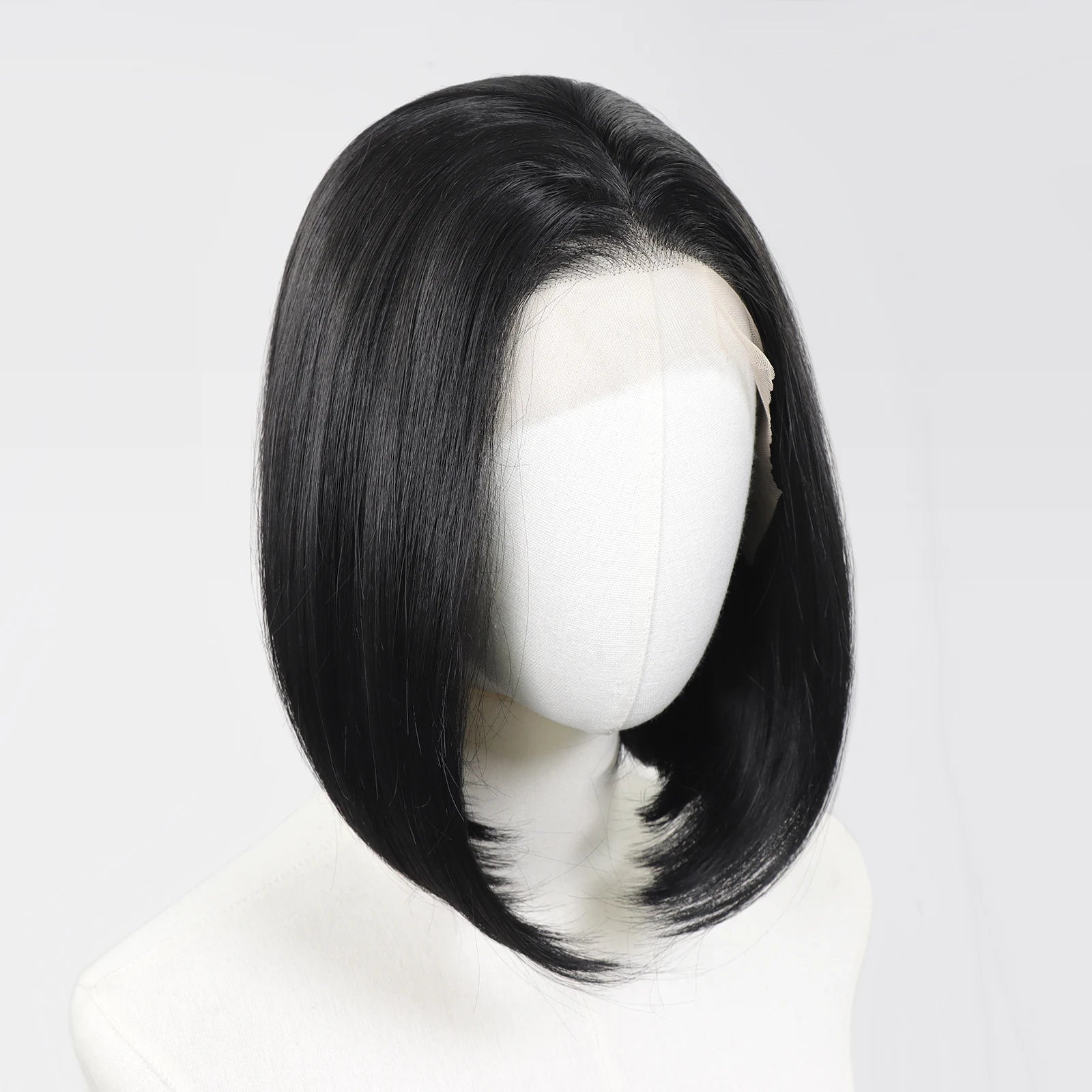 Ombre Blonde Highlight Short Bob Wigs Dark Roots Synthetic 13x4 Lace Front Brown Blonde Wig For Women Daily Use 150Density 12"