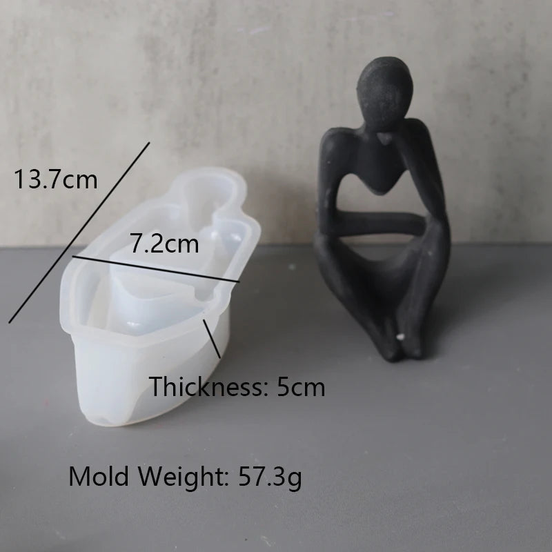 Thinker Statue Silicone Mold | 3D DIY Resin & Plaster Abstract Figure Mould | Nordic Home Decor Craft