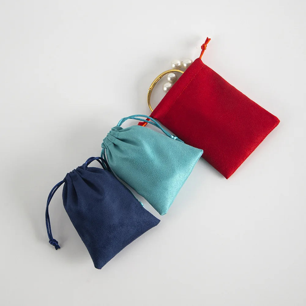 10pcs/Lot  Tinifu Blue Flannel Jewelry Packaging Velvet Drawstring Pouch for Cosmetic Makeup Pouches Chic Wedding Favor Gift Bag