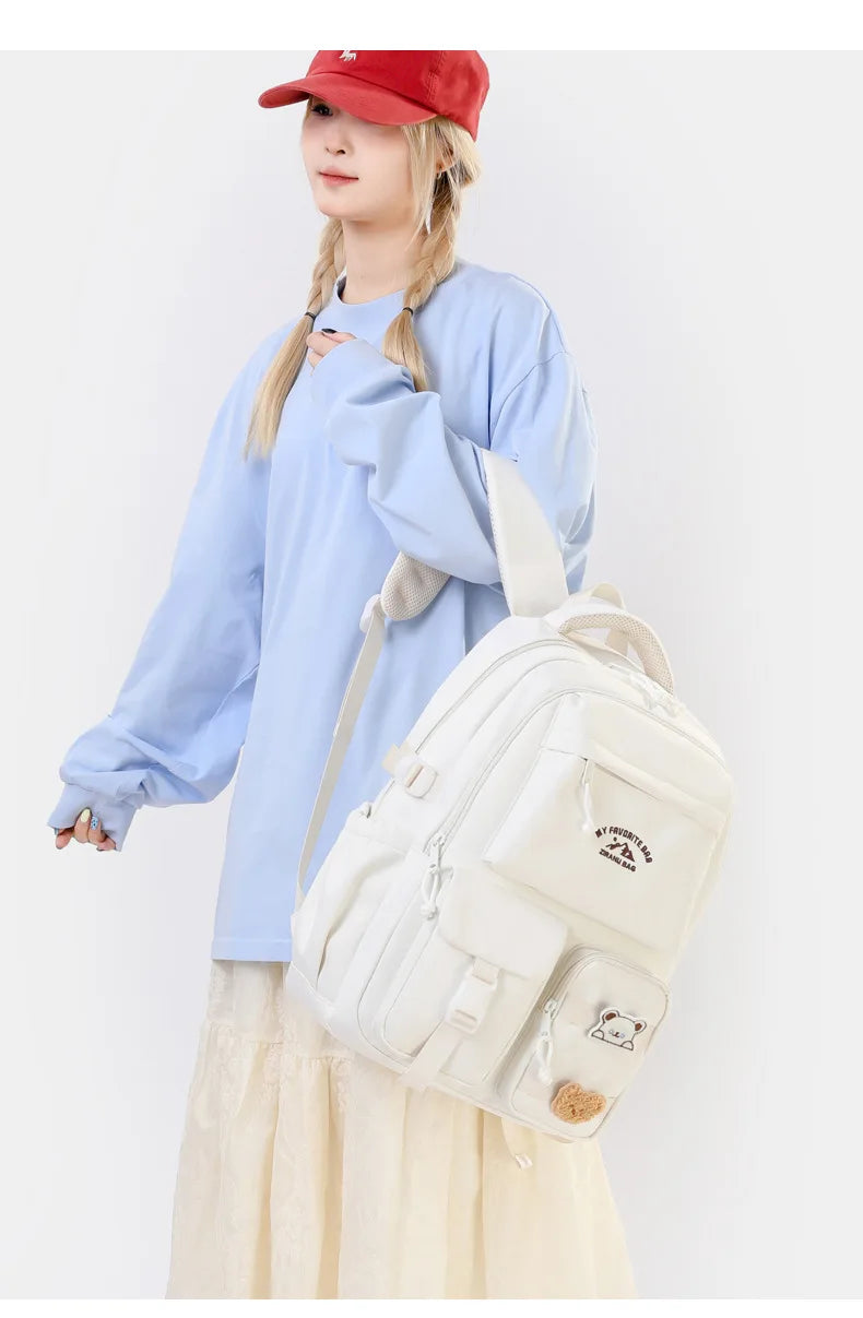 Korean Style Daily Backpack For Women Packsack Waterproof nylon Fabric Travel Backpacks Girls School Bag Teenagers Casual Bags