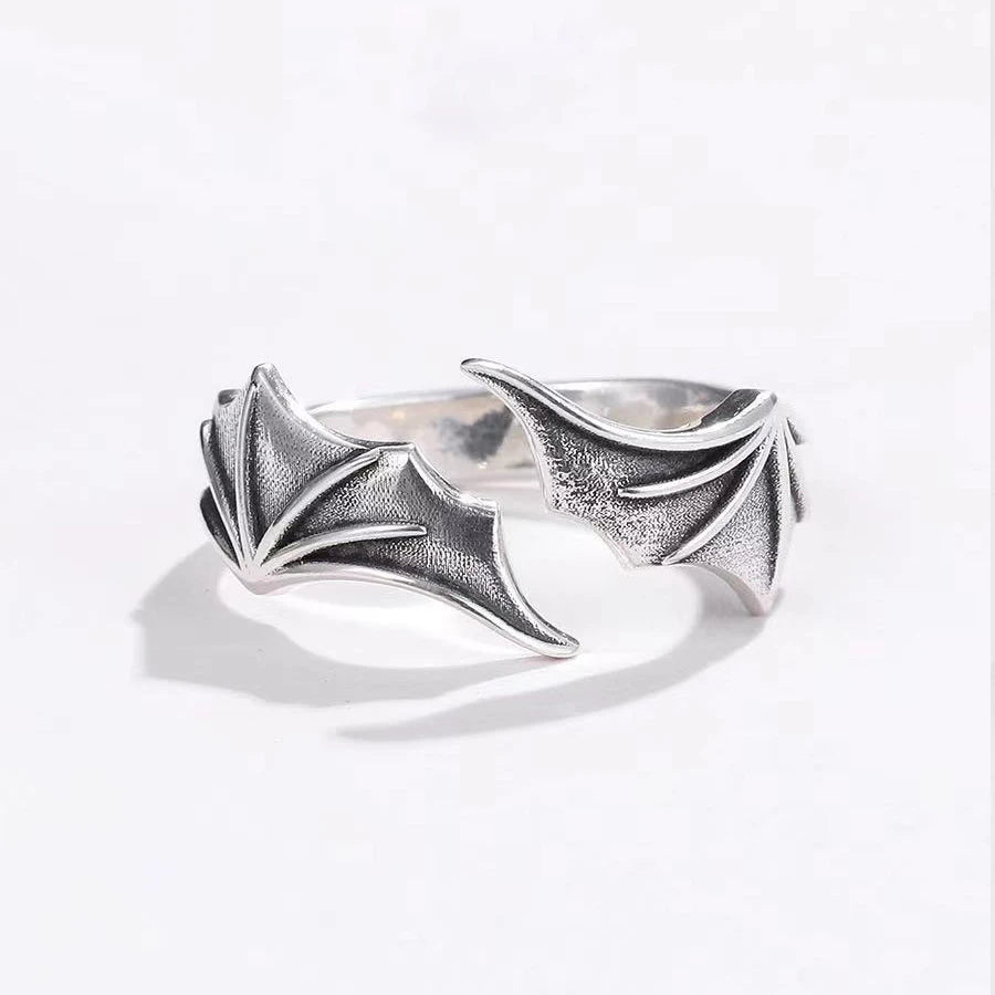 2 Pcs/set Punk Angel Demon Wing Couples Rings for Women Retro Silver Color Feather Open Ring Wedding Jewelry Valentine's Gift