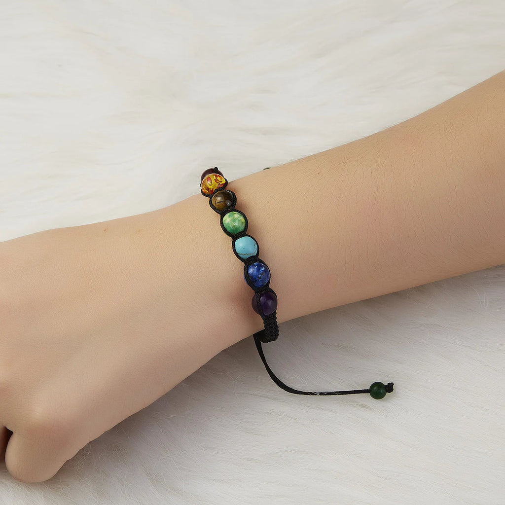 Reiki Healing Stone Bracelet For Women Men Yoga Meditation Jewelry Handmade Woven Natural Crystal Beads Bracelet Bangle
