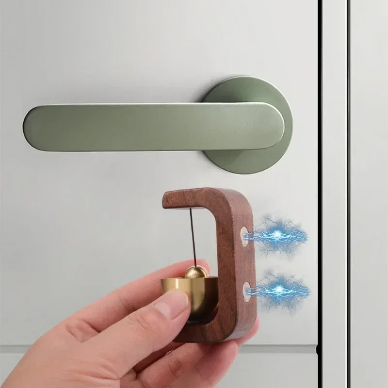 Wooden Magnetic Wind Chime Doorbell | Brass Jingle Bell Entry Reminder | Nordic Minimalist Home Decor Door Pendant