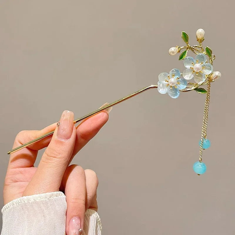 Charm Metal Hairpins Retro Antique Tassel Phoenix Student Pearl Rhinestone Butterfly Hair Stick Jewelry Wedding Hair Accessories