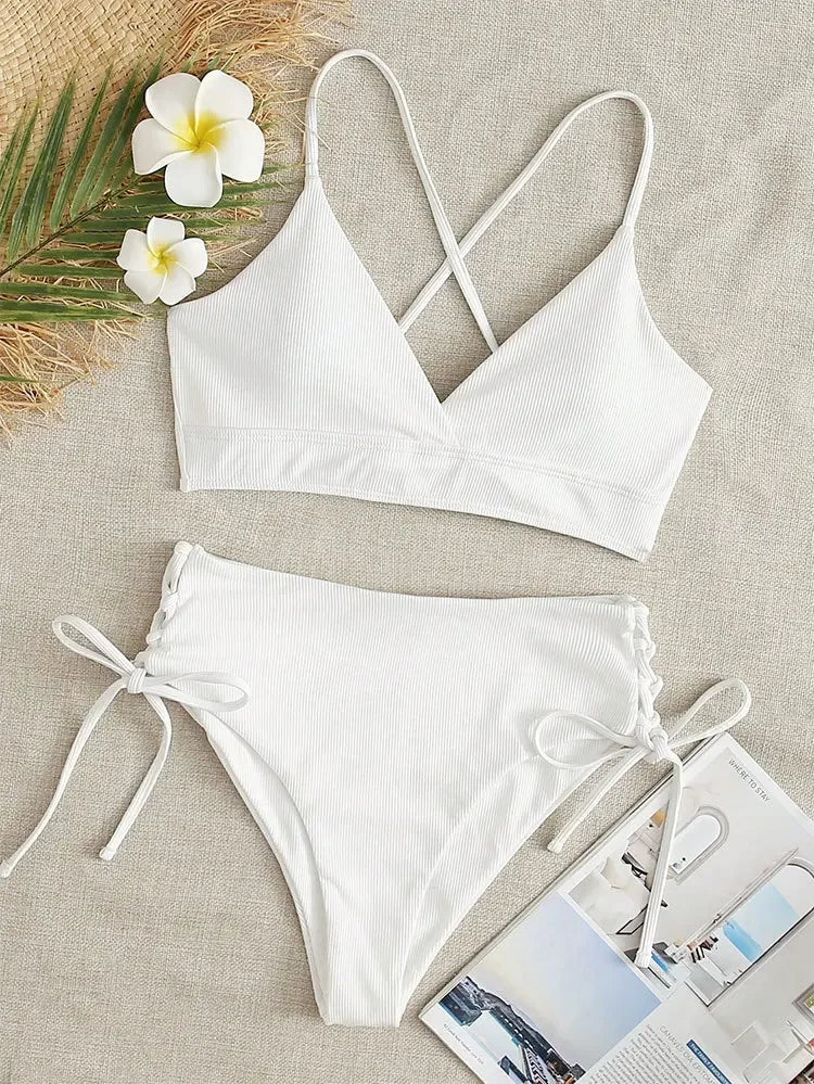 Sexy Bandage High Waist Brazilian Bikini Set – Women's Swimsuit