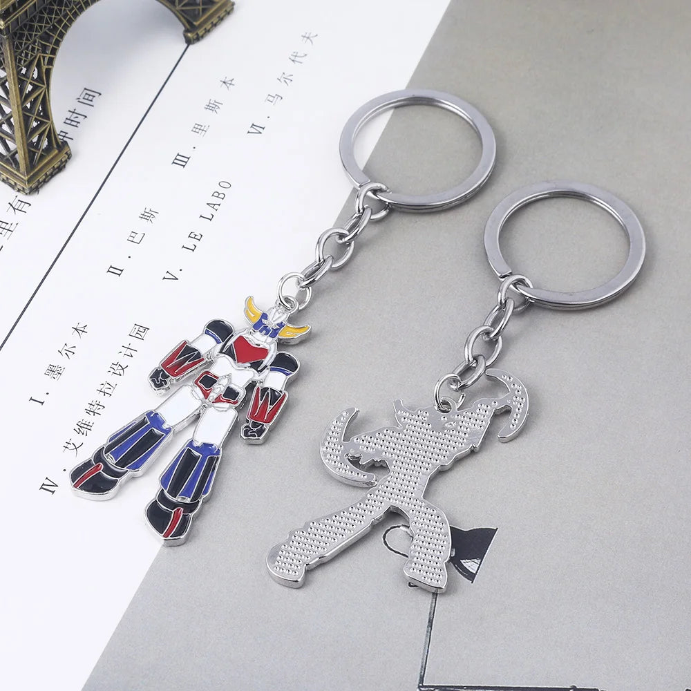 Japanese Comic Mazinger Z Pendant Keychain UFO Liantaisha Robot Grendizer Logo Keyring for Men Car Backpack Jewelry Accessories