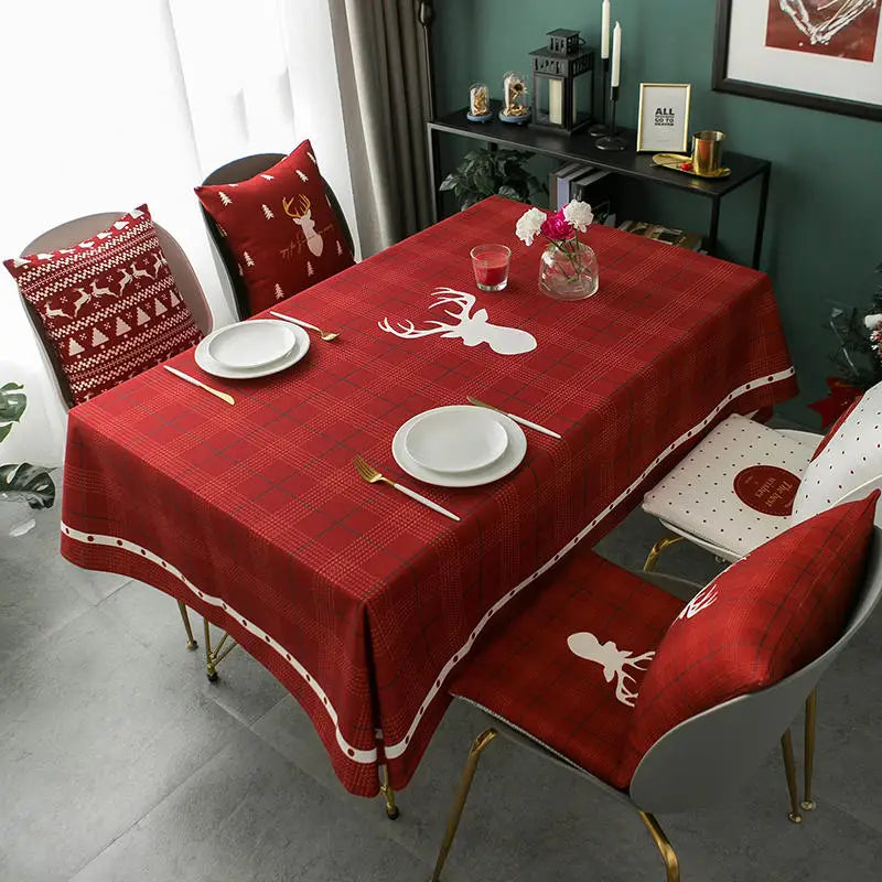 Christmas Tablecloth | Waterproof & Oil-Proof Rectangular Santa Claus Table Cloth | Home, Hotel & Party Decor