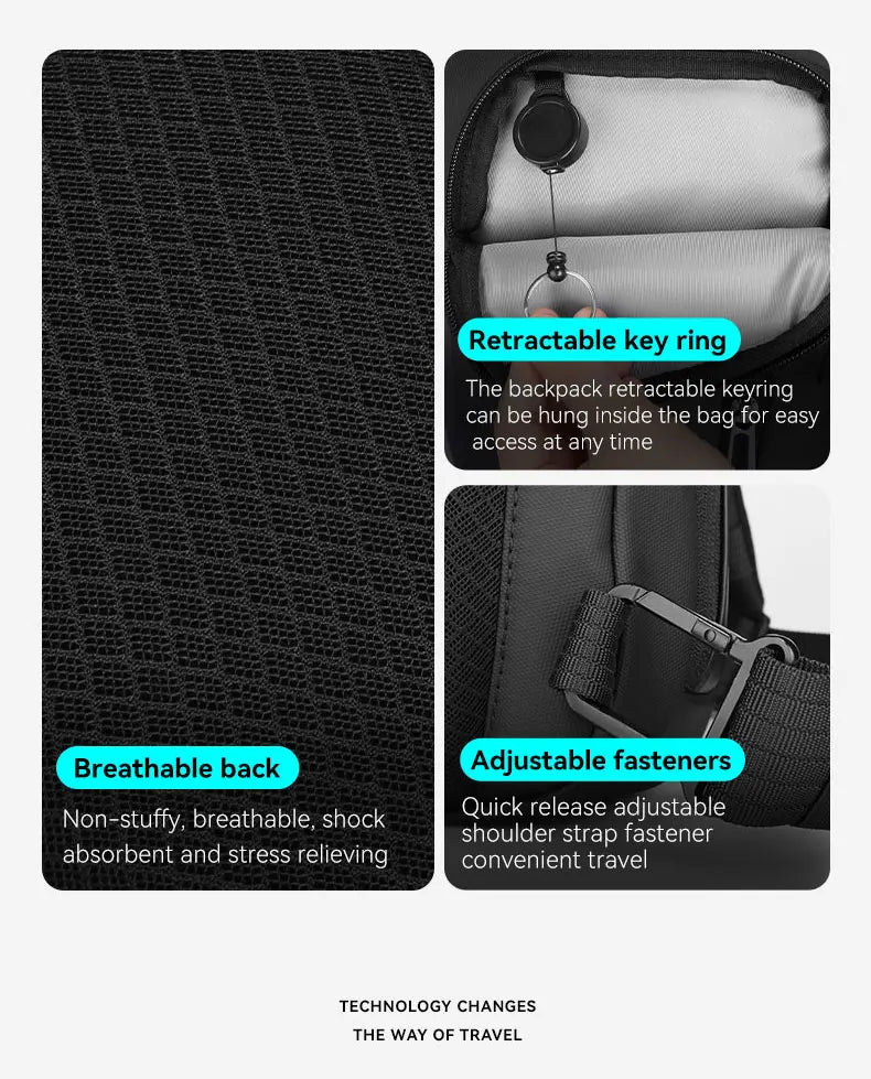 MarkRyden Colonne: Fashion Chest Bags Outdoor Leisure Waterproof Shoulder Crossbody Bag Large Space Chest Bag Men Sling Bag