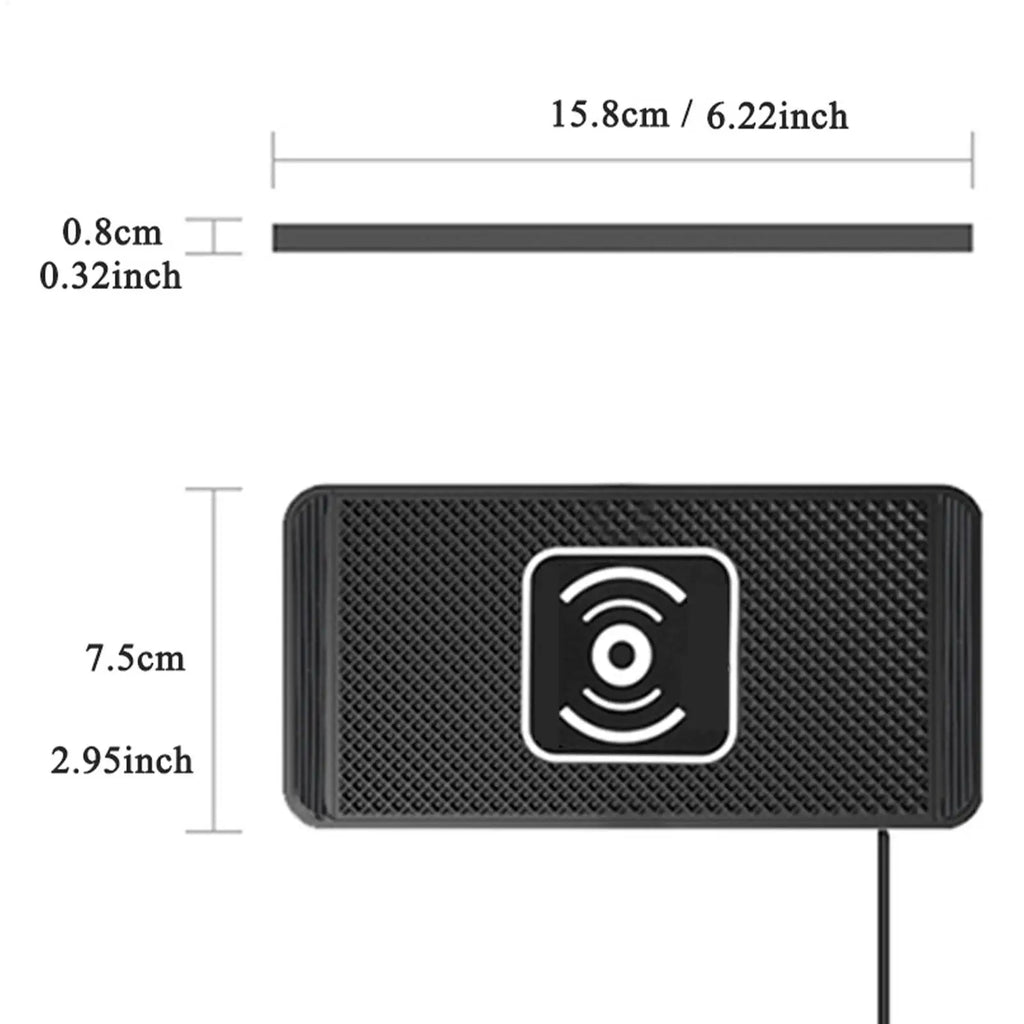 Wireless Car Charger Pad – Auto-Sensing Non-Slip Charging Mat for Vehicles