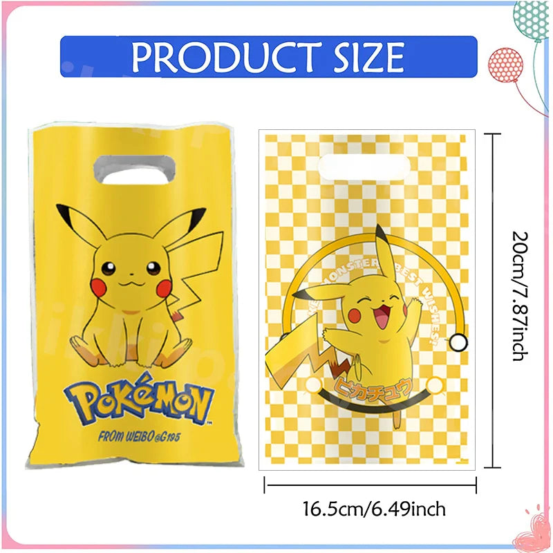Pokemon Party Bags 16.5*25cm Pikachu Birthday Candy Bag Loot Bag Birthday Party Supplies Decorations Kids Toys Gift Party Favors