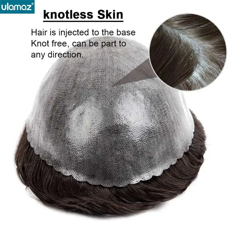 Microskin Hair System for Men | 0.12mm Invisible PU Base | 100% Indian Remy Hair | Knotless Toupee