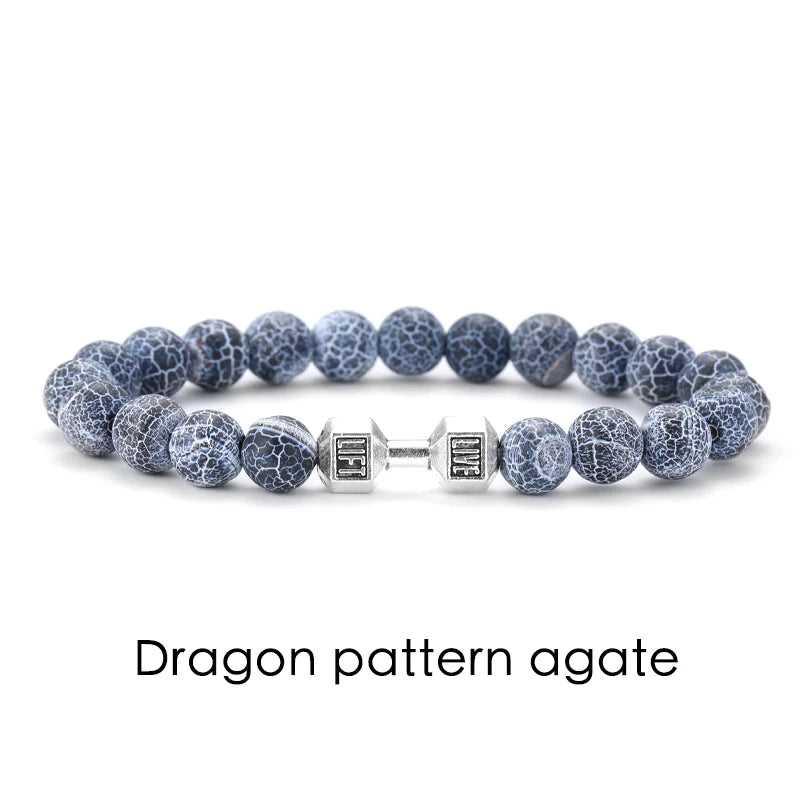 Natural Volcanic Stone Bracelet – Matte Black Lava Bead Fitness Bracelet for Men & Women