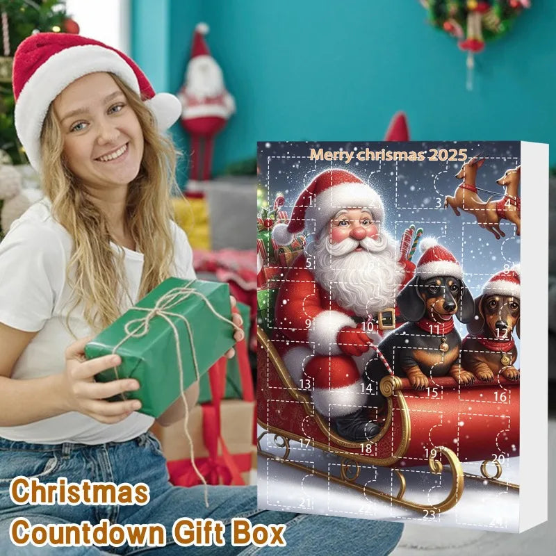 Christmas Advent Calendar 2025 | 24-Day Dachshund Pendant Countdown Blind Box | Holiday Surprise Gift & Tree Decor