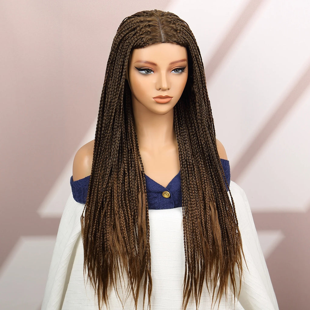 Premium Synthetic Braided Wigs Ombre Colors Protective Style Machine Made Braided Wig 32 inch Long Wigs For Black Women