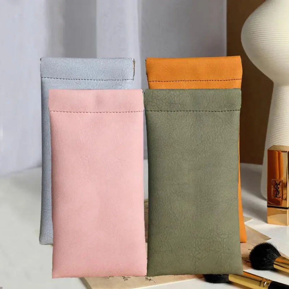 New Soft Leather Sun Glasses Pouch Simple Solid Eyewear Storage Bags PU Waterproof Bag Case Gifts Eyewear Accessories