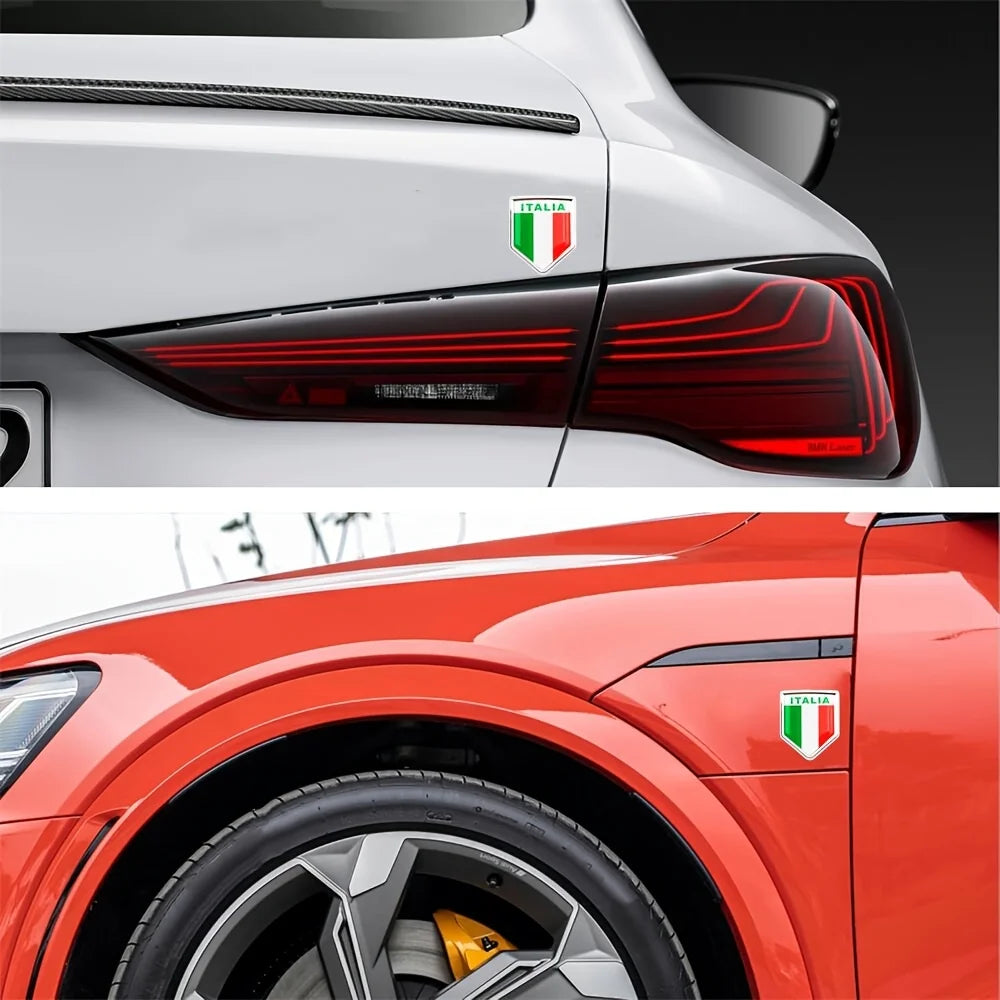 Italy Flag Shield Car Emblem – Italian Crest Decal for Cars, Bikes & Motorcycles