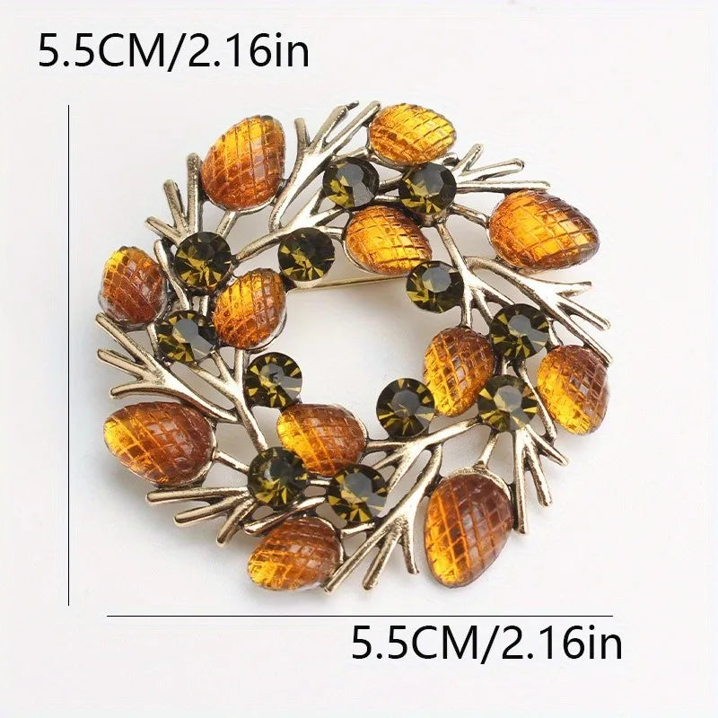 High-end exquisite leaf ring rhinestone brooch corsage collar pin pin jewelry clothing accessories