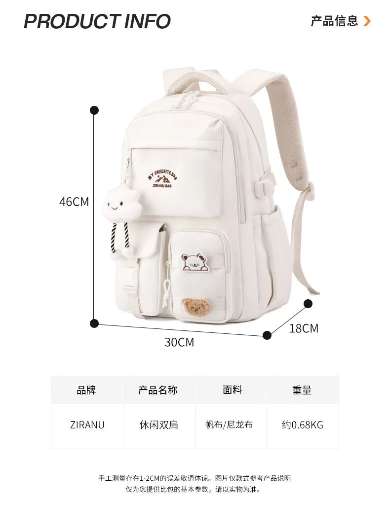 Korean Style Daily Backpack For Women Packsack Waterproof nylon Fabric Travel Backpacks Girls School Bag Teenagers Casual Bags