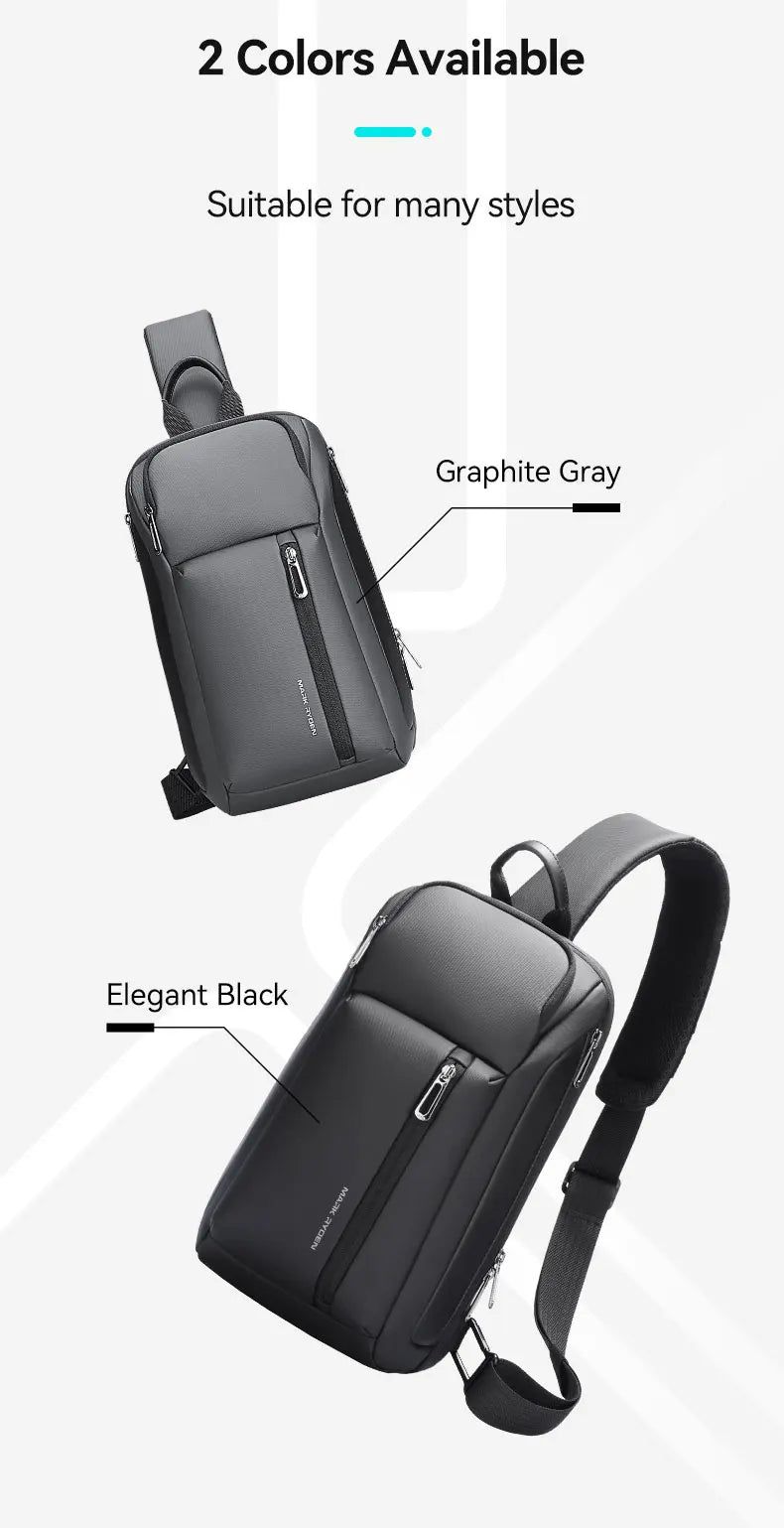 MarkRyden Colonne: Fashion Chest Bags Outdoor Leisure Waterproof Shoulder Crossbody Bag Large Space Chest Bag Men Sling Bag
