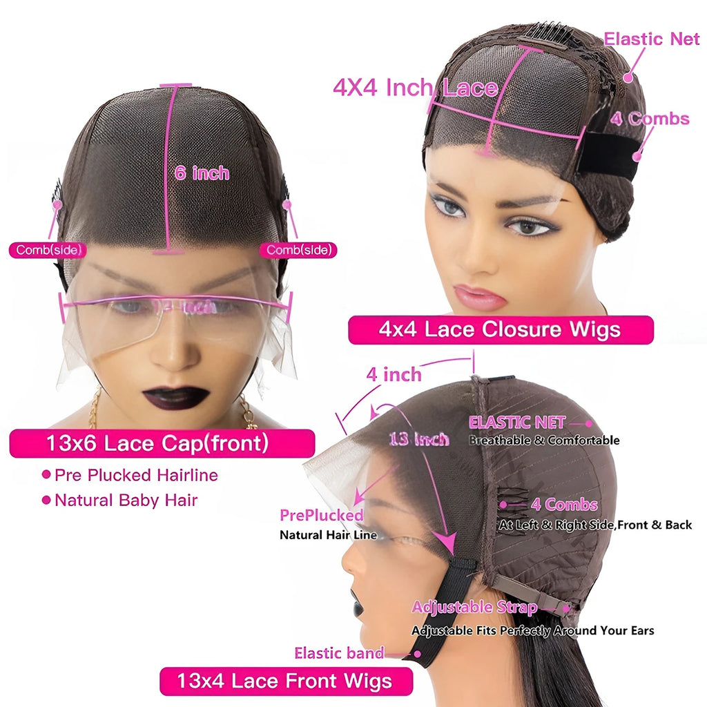 Super Double Drawn Vietnamese Bone Straight 4x4 5x5 Lace Closure Bob Wig Natural Color 13x4 HD Lace Frontal Bob Wigs Pre Plucked