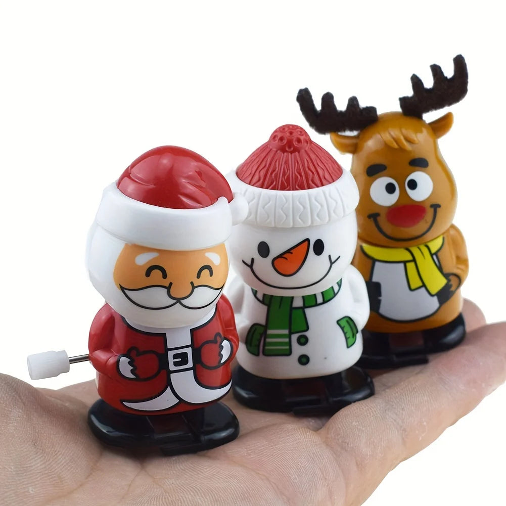 Wind-Up Jumping & Walking Figurines | Santa Claus & Snowman Clockwork Toys | Christmas Party Favors & Home Decor Ornaments