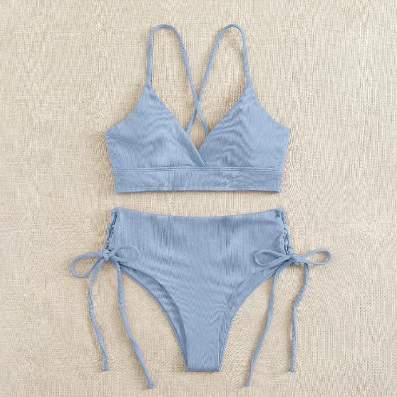Sexy Bandage High Waist Brazilian Bikini Set – Women's Swimsuit