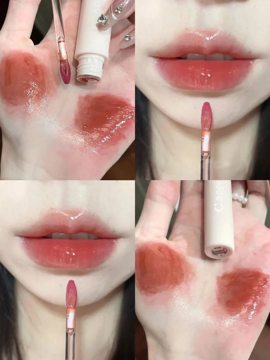 Cherry Pink Mirror Water Lip Gloss Lip Glaze Transparent Glass Lip Oil Waterproof Liquid Lipstick Nude Brown Clear Tint Makeup