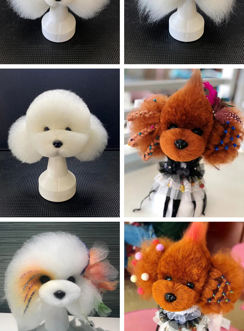 Teddy dog pet professional beauty simulation wig model practice special skeleton environmentally friendly PE material scissors