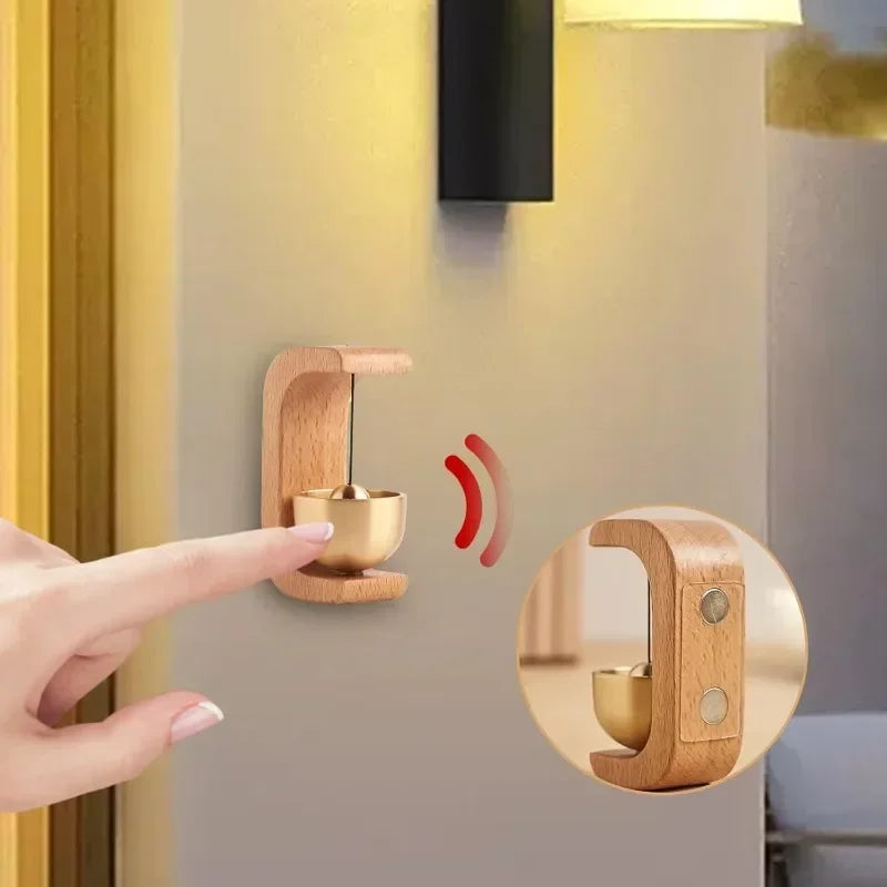 Wooden Magnetic Wind Chime Doorbell | Brass Jingle Bell Entry Reminder | Nordic Minimalist Home Decor Door Pendant