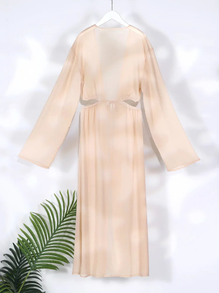 Women's Cover-ups Summer Swimwear Solid Tunic Shirt Beach Dress Female Swimsuit Beach Cover Up Beach Clothes