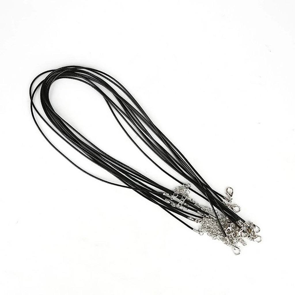 50-100Pcs Leather Necklace Chains Bracelet Cord Clasps for Pendants, Bulk Waxed Rope Necklace String, Jewelry Making Supplies