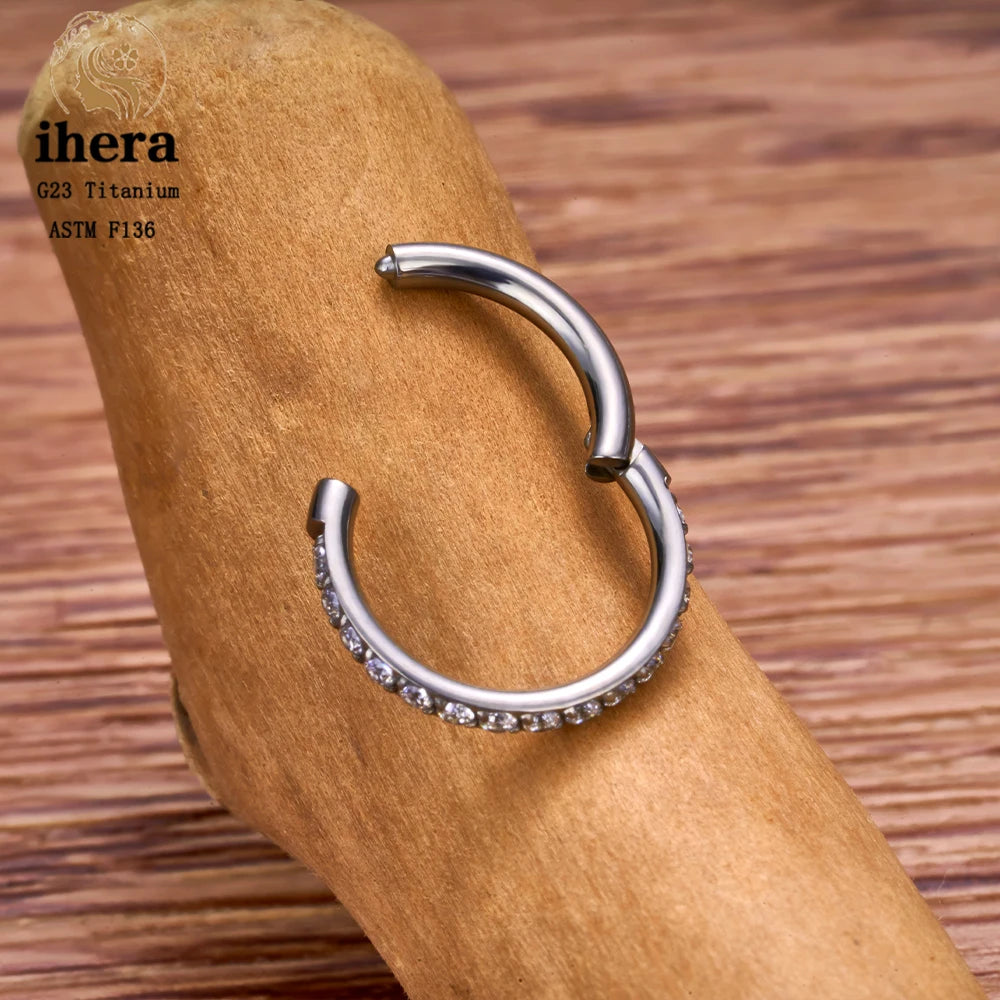 1/10PCS G23 Titanium Nose Rings Septum Clicker Ear Cartilage Tragus Helix Daith Earrings Hoops 16G 18G CZ Body Piercing Jewelry