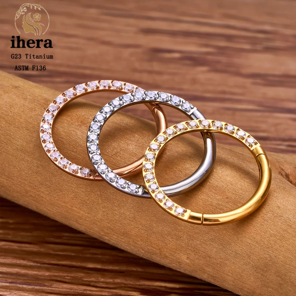 1/10PCS G23 Titanium Nose Rings Septum Clicker Ear Cartilage Tragus Helix Daith Earrings Hoops 16G 18G CZ Body Piercing Jewelry