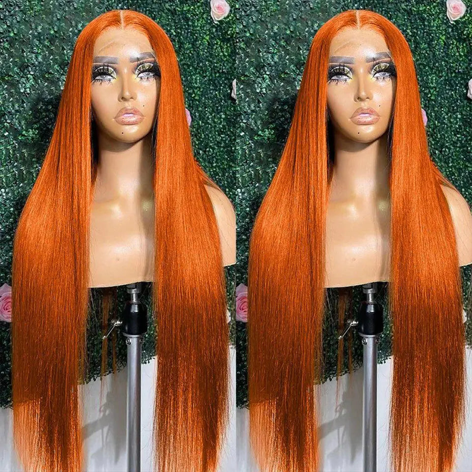 350 Ginger Orange Lace Front Wigs For Human Hair Straight Hair Wig Pre Plucked Brazilian 13x4 Straight Lace Frontal Human Wigs
