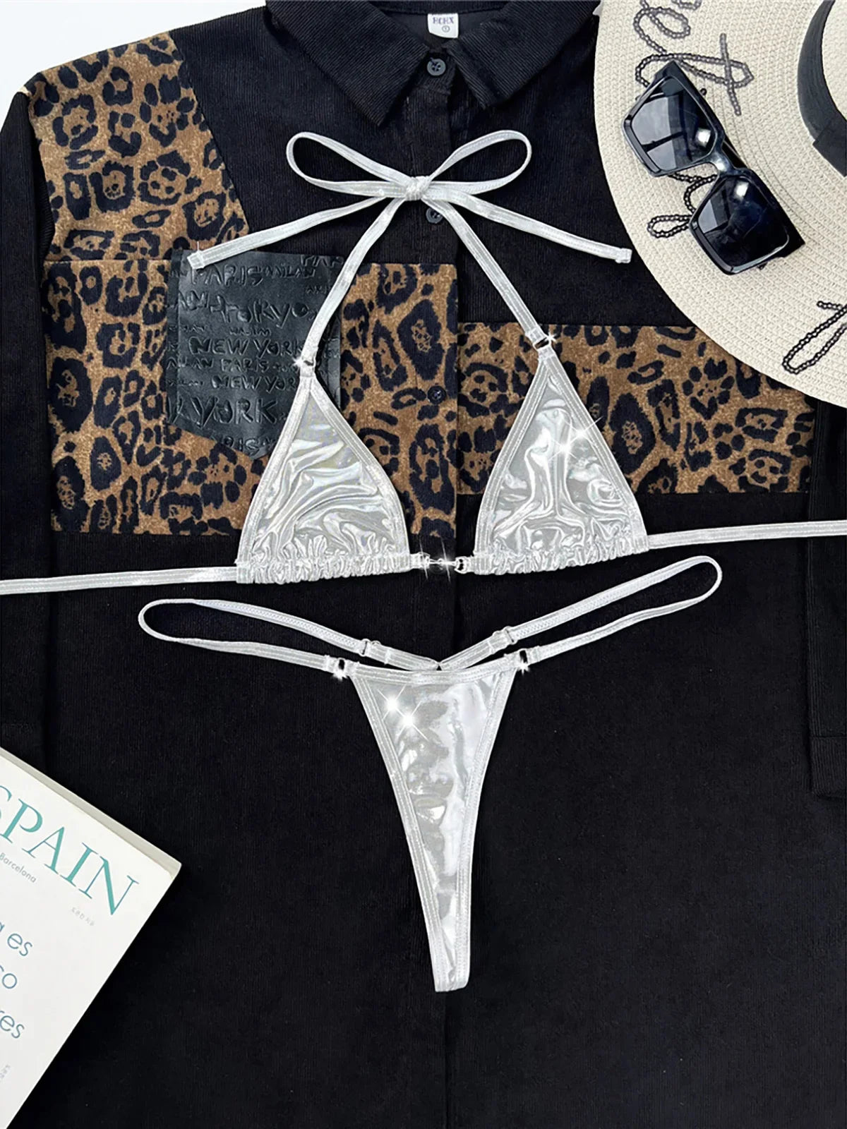 2026 PU Faux Leather Mini Micro Thong Bikini Women Swimwear Female Swimsuit Two-pieces Bikini set Bather Bathing Suit Swim K5280