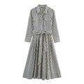 Women's clothing new autumn 2025 European and American fashion temperament casual striped shirt style dress