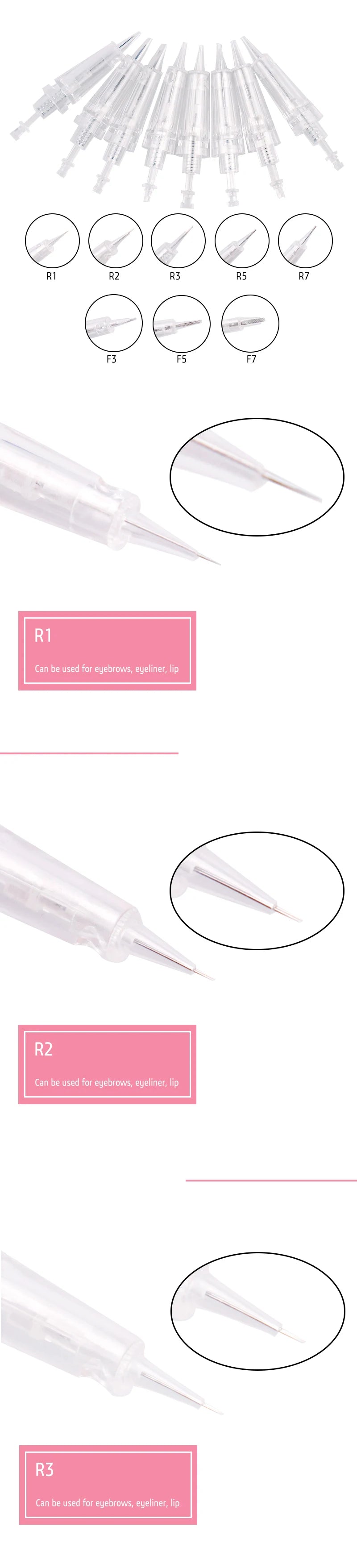 Eyebrow Lip Needles Professional Disposable Semi-Permanent Makeup Tattoo Cartridge Needle R1 R2 R3 R5 R7 for Cartridge Machine
