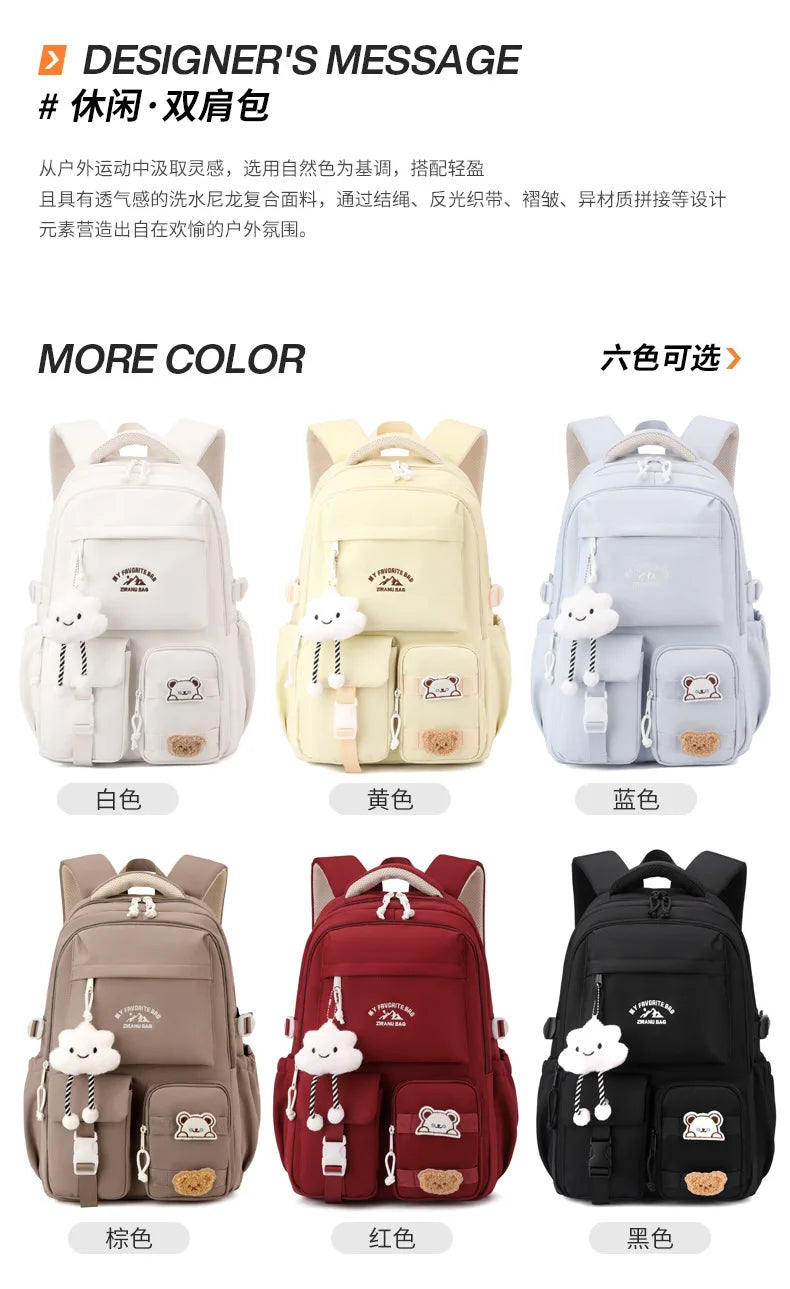 Korean Style Daily Backpack For Women Packsack Waterproof nylon Fabric Travel Backpacks Girls School Bag Teenagers Casual Bags