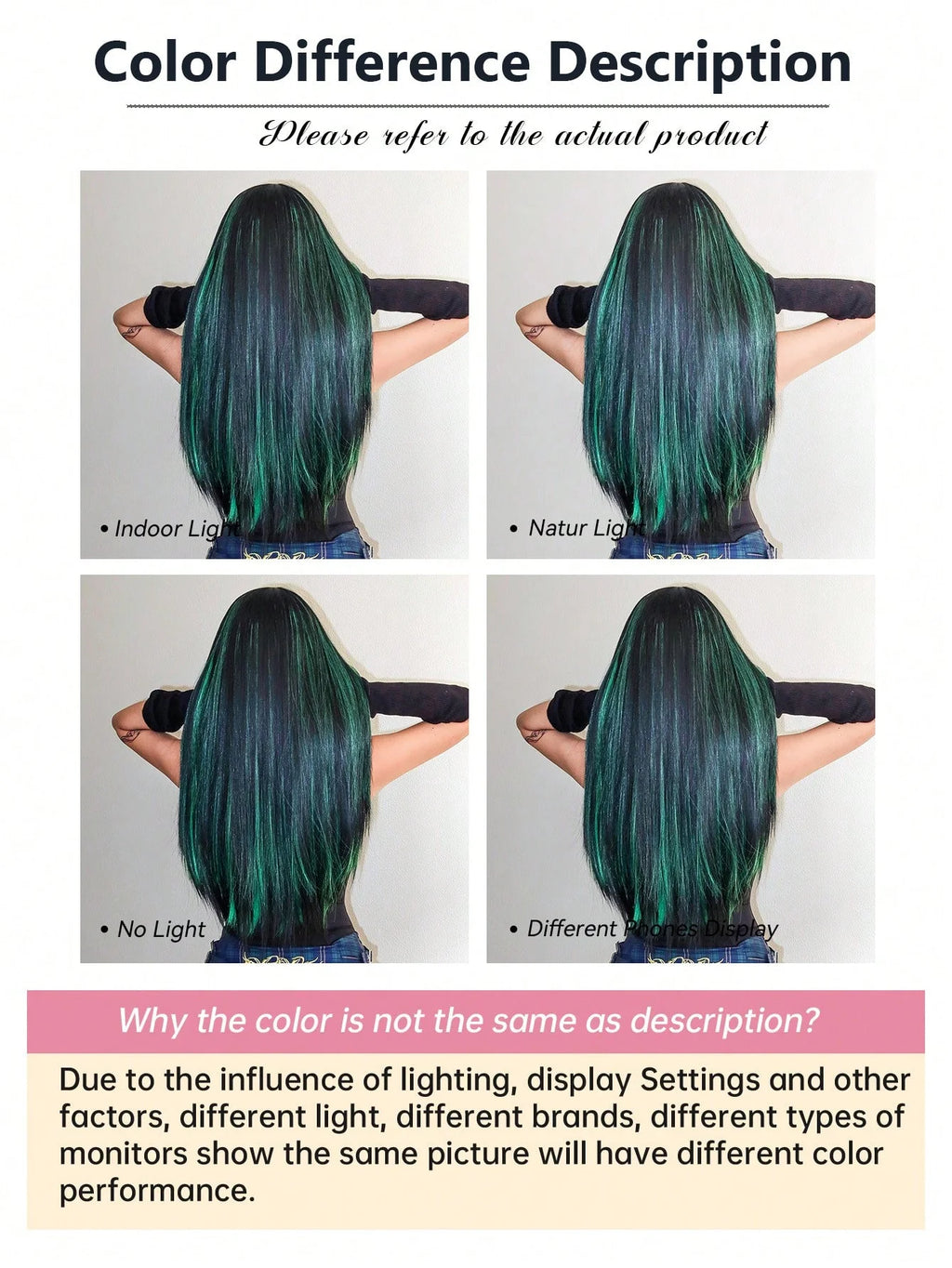 EASIHAIR Black With Green Cosplay Synthetic Wigs for Women Long Straight Middle Part Wig Natural Hair Party Daily Heat Resistant