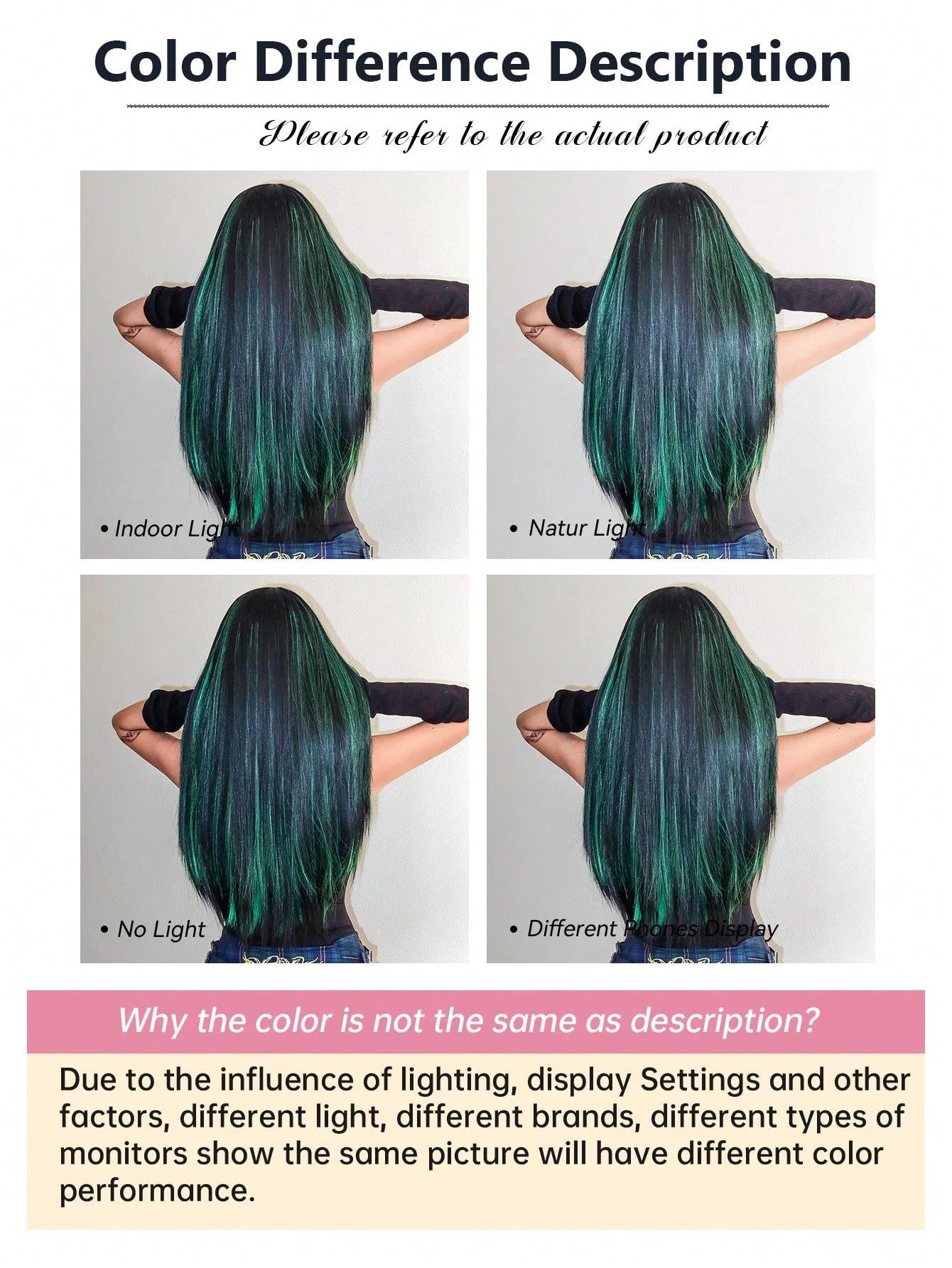 EASIHAIR Black With Green Cosplay Synthetic Wigs for Women Long Straight Middle Part Wig Natural Hair Party Daily Heat Resistant