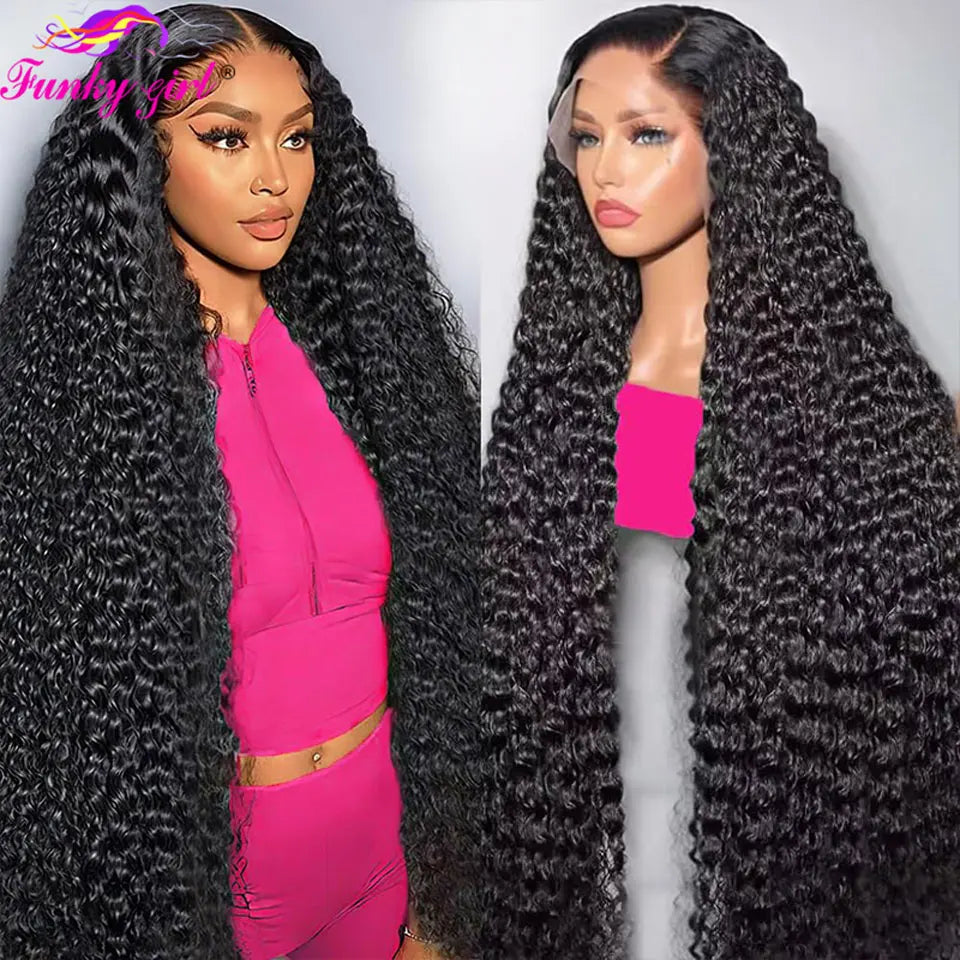 Deep Wave 13x4 Lace Frontal Human Hair Wig For Women PrePlucked Brazilian Transparent Lace Front Wigs Cury 4x4 Lace Closure Wig
