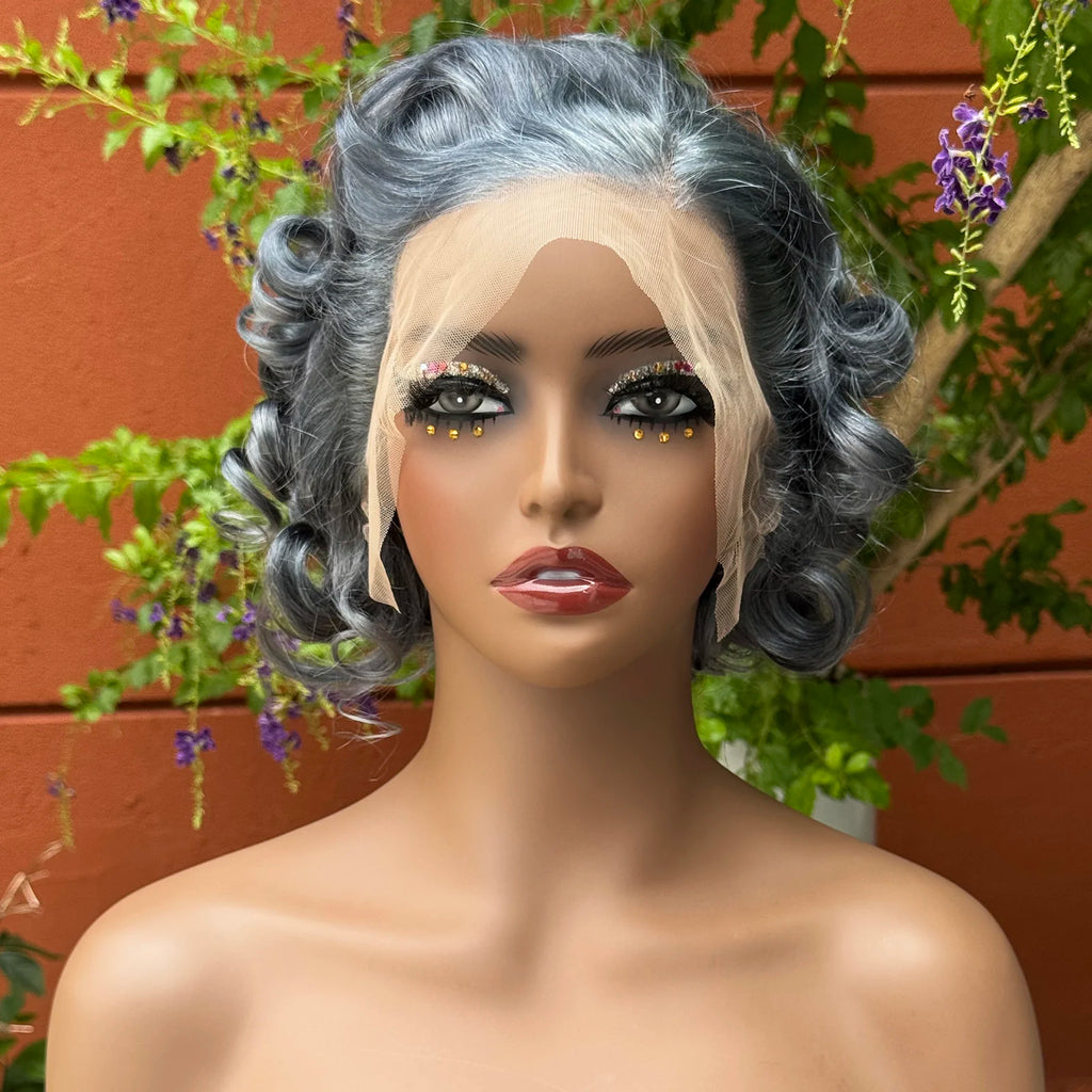 13x4 Transparent Lace Frontal Wig 250% Density Short Bob Loose Wave Human Hair Wigs Bouncy Curly Hair Wigs for Black Women