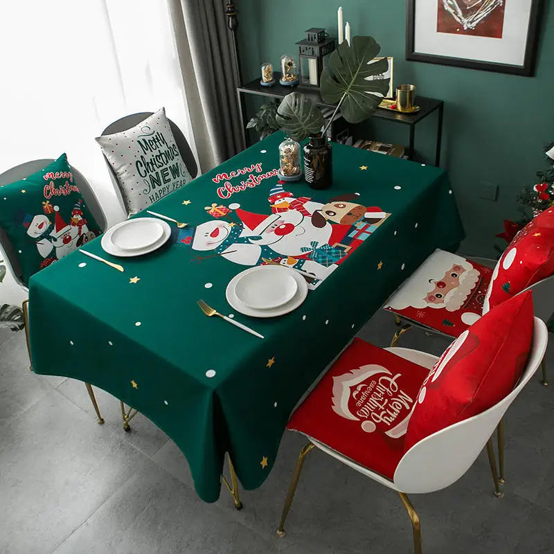Christmas Tablecloth | Waterproof & Oil-Proof Rectangular Santa Claus Table Cloth | Home, Hotel & Party Decor