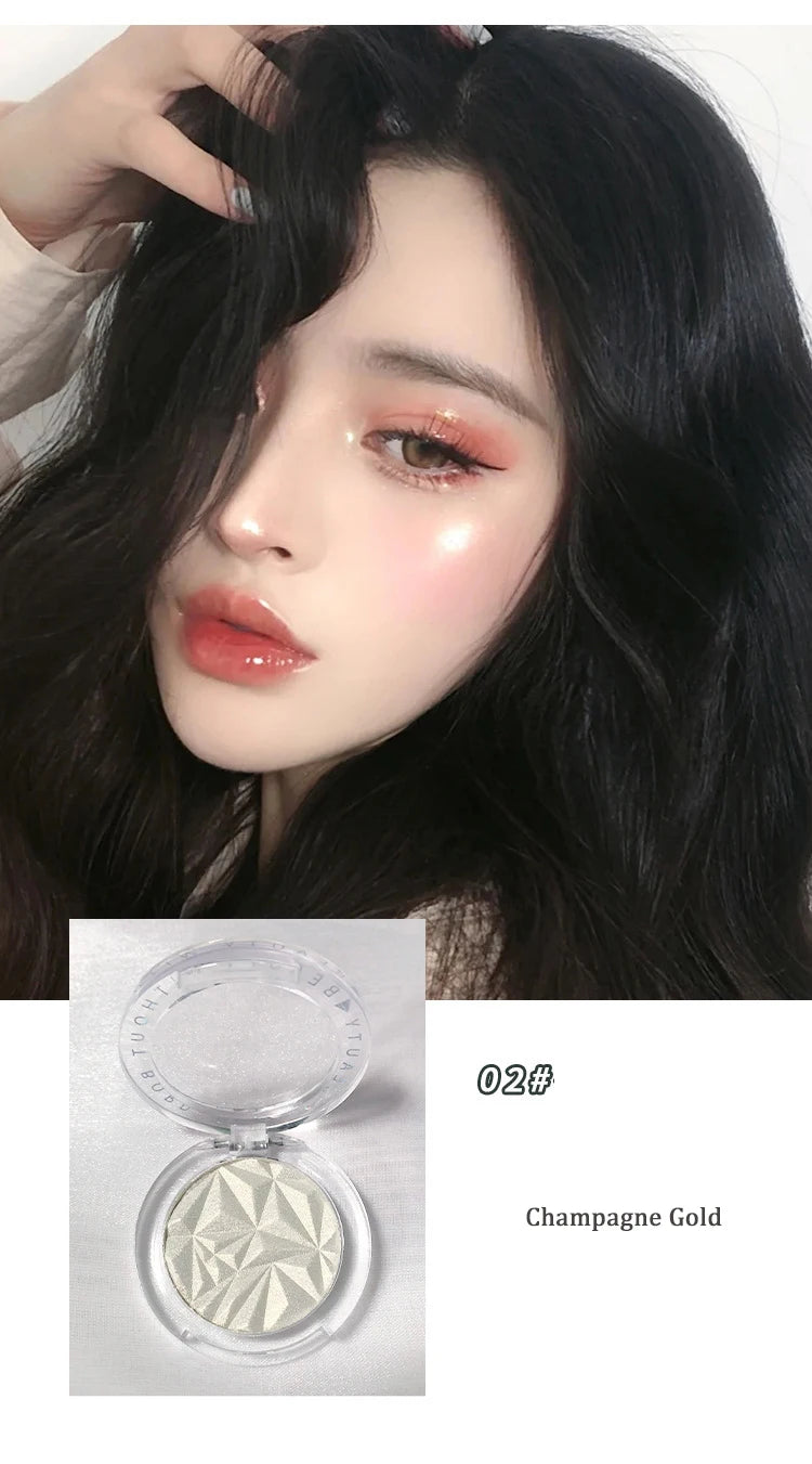 Brightening Face Highlighter Palette Waterproof Monochrome Pearlescent White Silver Highlight Makeup High Gloss Face Repairing