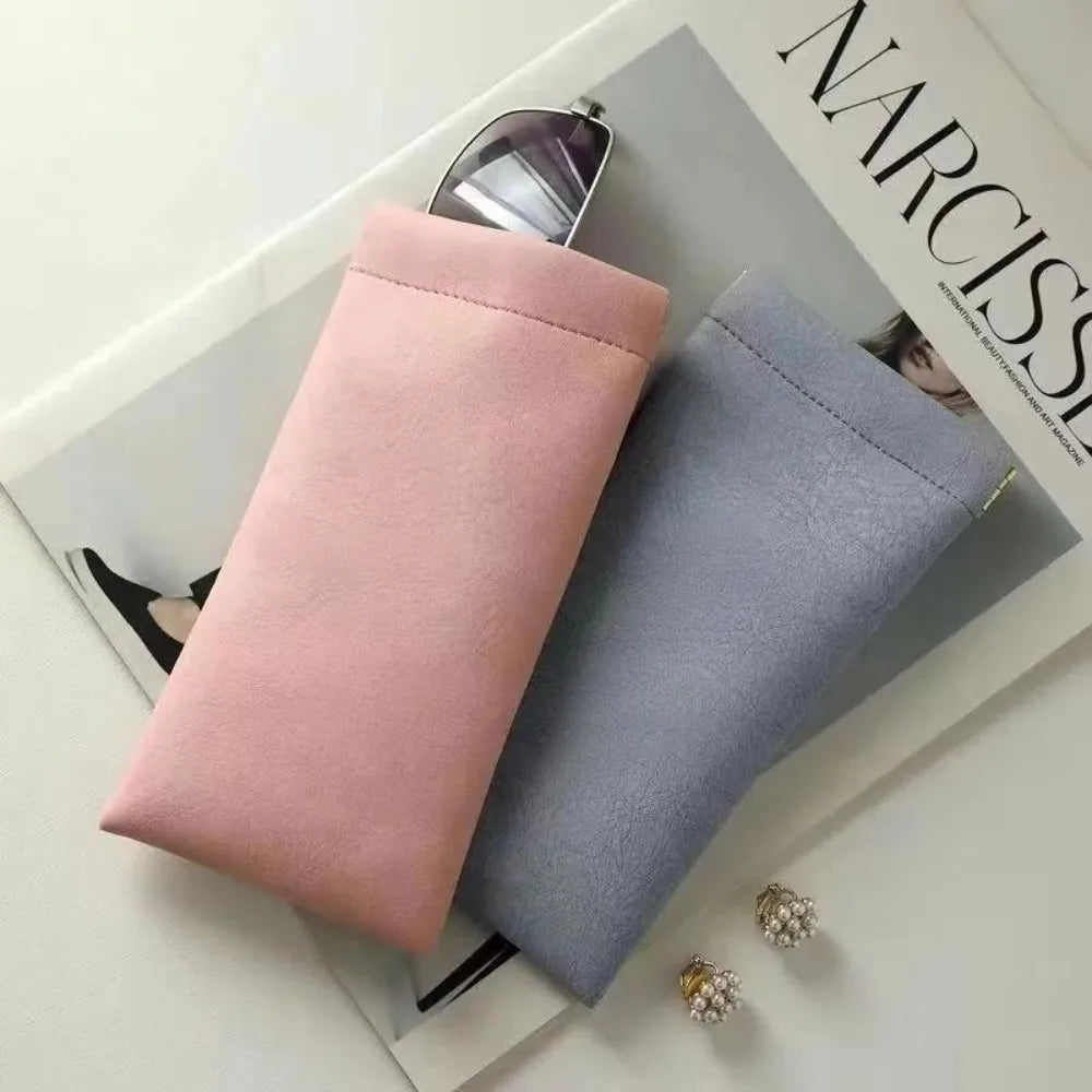New Soft Leather Sun Glasses Pouch Simple Solid Eyewear Storage Bags PU Waterproof Bag Case Gifts Eyewear Accessories