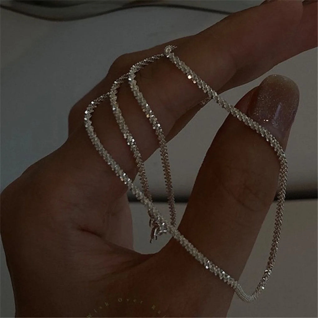 Silver Plated Starry Sky Collarbone Necklace & Bracelet Set – Women's Minimalist Jewelry