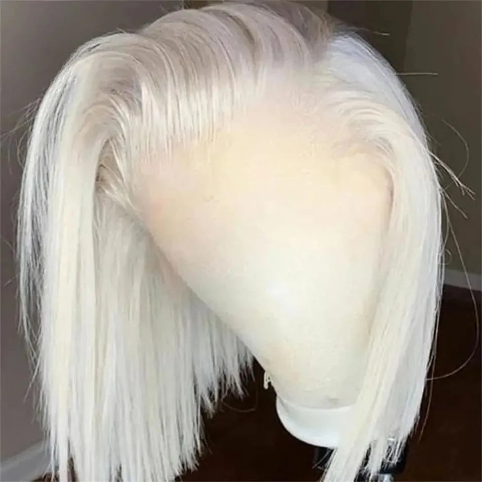 13x4 HD Short Ombre Blonde Wig Straight Bob Lace Front Wig Pre Plucked Synthetic Short Lace Frontal Wig Glueless Daily Cosplay