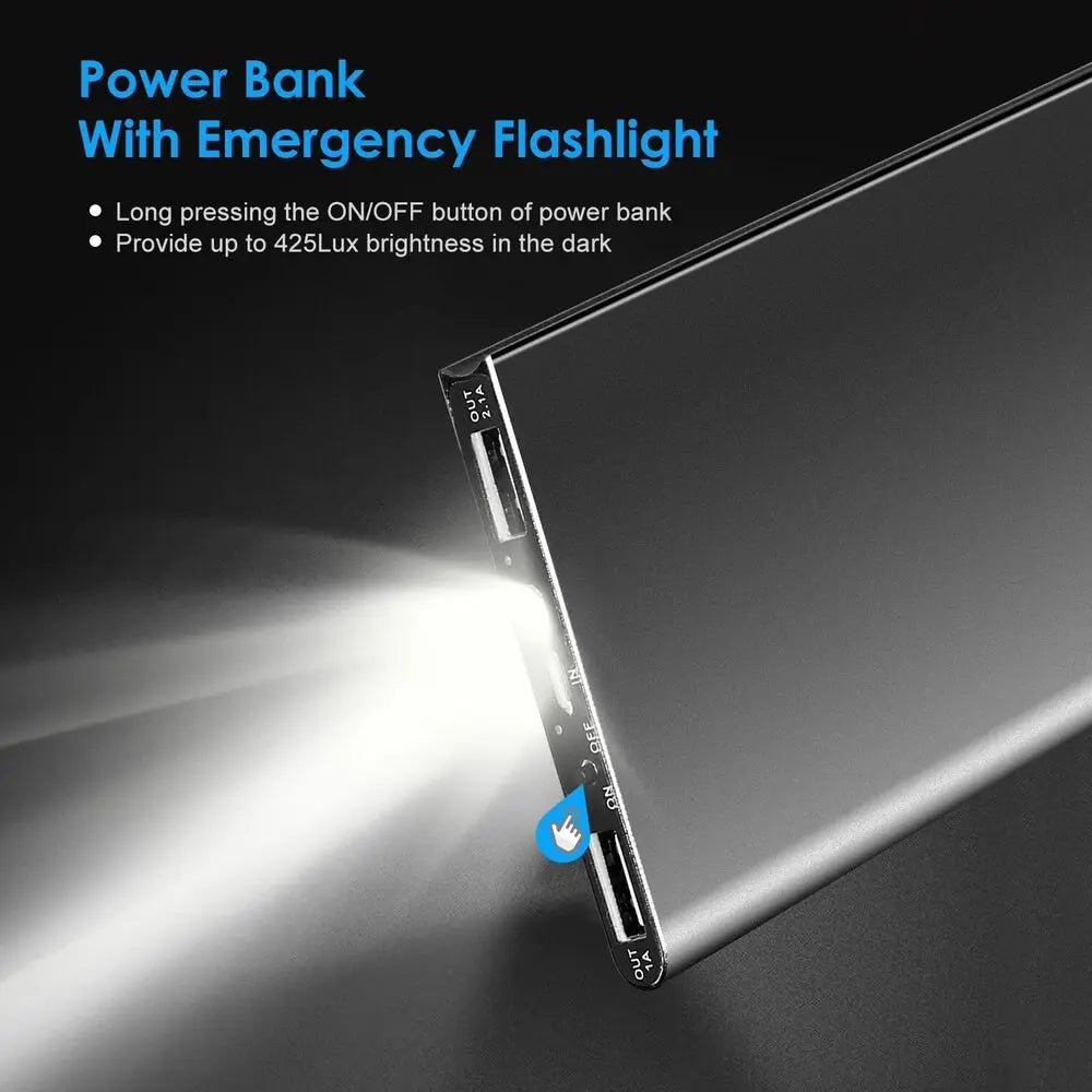 20000mAh Portable Power Bank – USB 5V/2.1A Battery Pack with Flashlight for Heated Gear & Phones