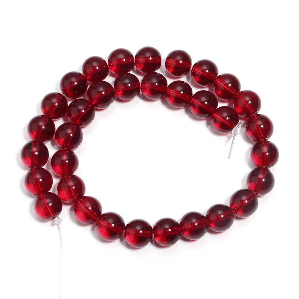 1 Strand Red Glass Beads 4/6/8/10/12mm Round Crystal Loose Spacer Bead for Jewelry Making Stuff DIY Necklace Bracelet Wholesale