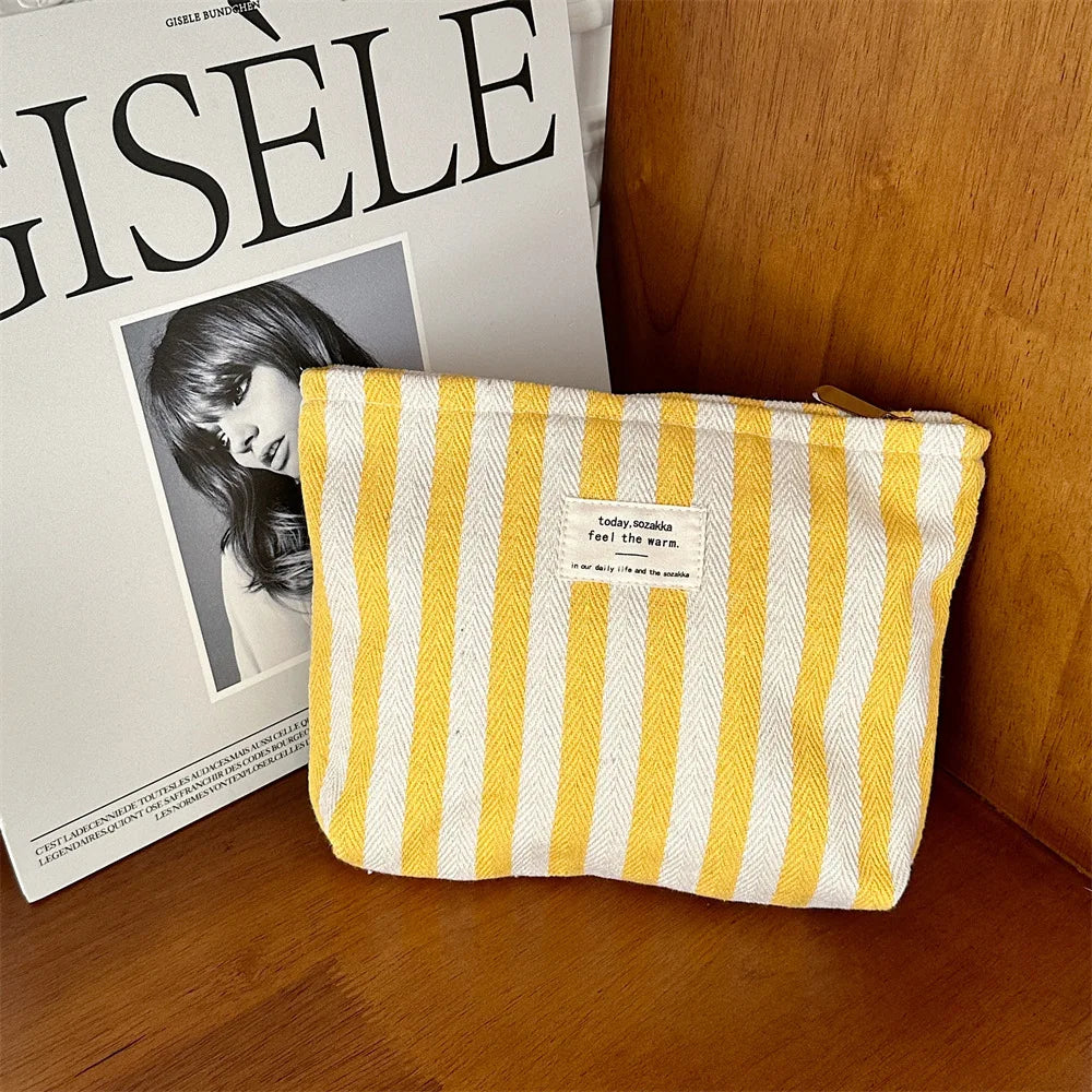 Stripe Cosmetic Bag Waterproof Women Cosmetic Bag Small Bag Storage Makeup Case,Travelling Pouch Organizer for Lady